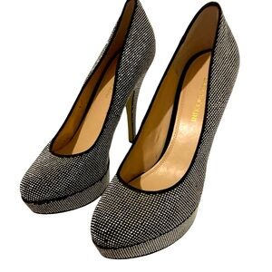 Enzo Angiolini black rhinestones high heel shoes - Size 10